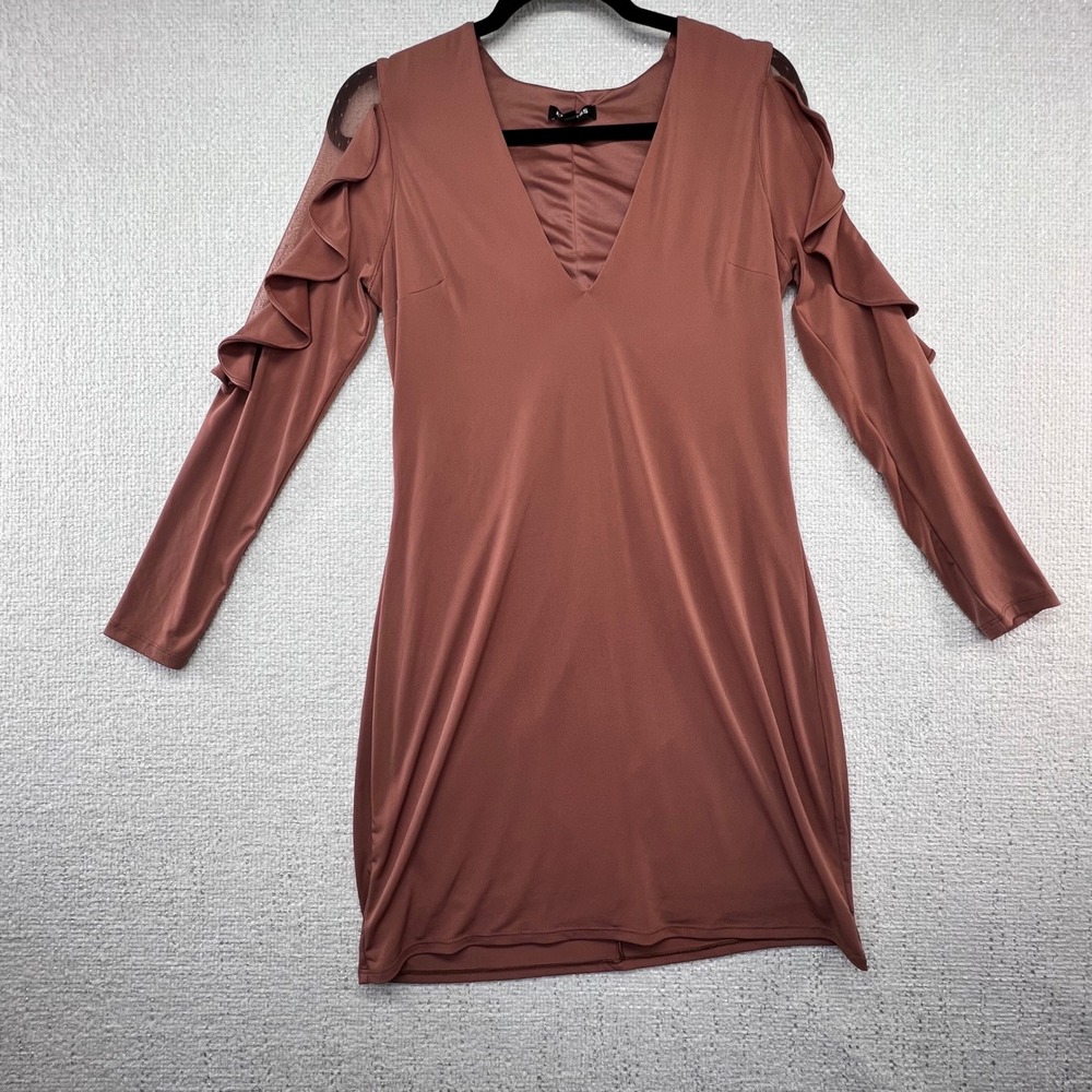 Express Dress Womens Long Sleeve‎ Ruffle V Neck Bodycon Party Date Night